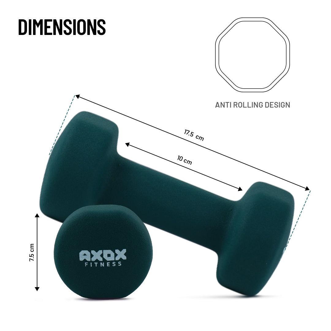 Axox Fitness Neoprene Dumbbell - Single | 0.5Kg - 4Kg