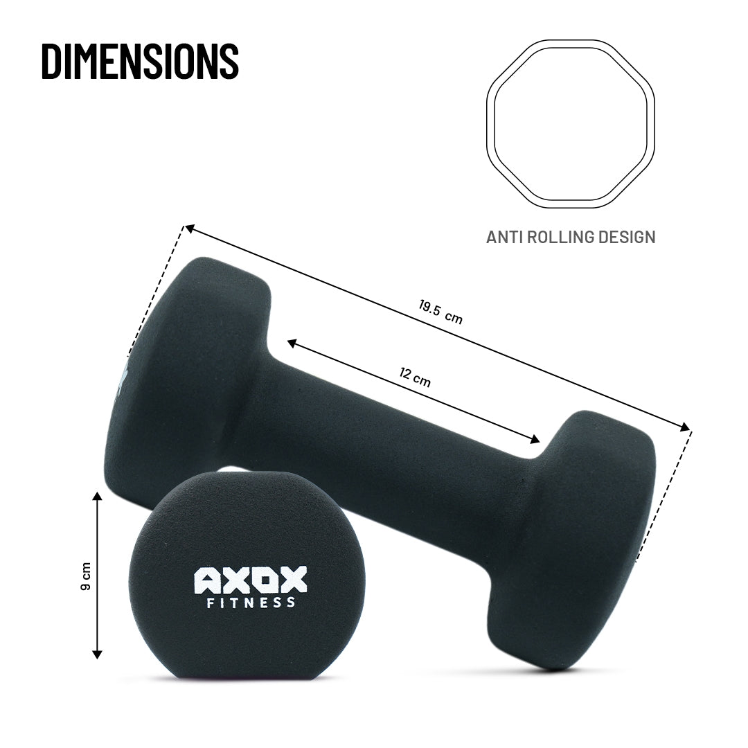 Axox Fitness Neoprene Dumbbell - Single | 0.5Kg - 4Kg