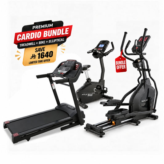 Sole Fitness F60 Treadmill + E20 Elliptical + B54 Upright Bike Bundle