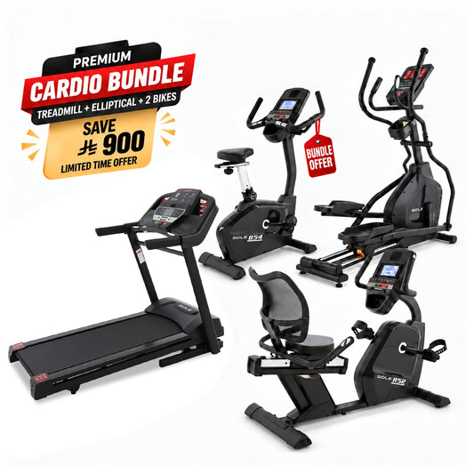 Sole Fitness F60 Treadmill + E20 Elliptical + B54 Upright Bike + R52 Recumbent Bike Bundle
