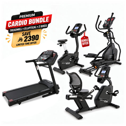 Sole Fitness F60 Treadmill + E20 Elliptical + B54 Upright Bike + R52 Recumbent Bike Bundle