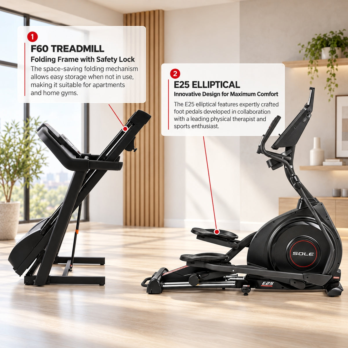 Sole Fitness F60 Treadmill + E25 Elliptical Trainer Bundle
