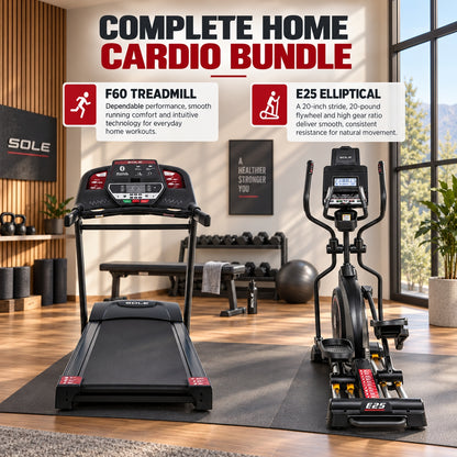Sole Fitness F60 Treadmill + E25 Elliptical Trainer Bundle