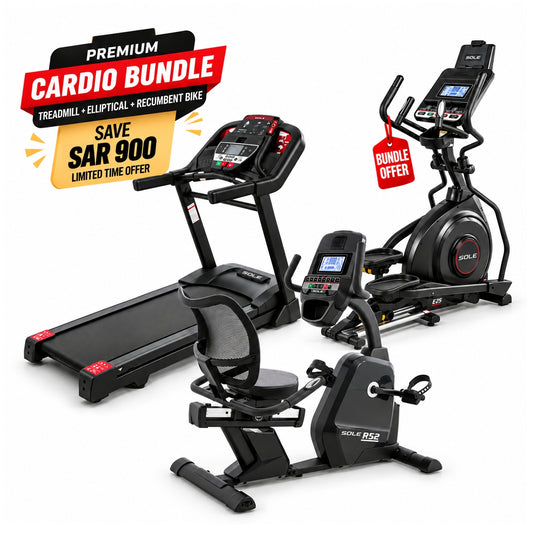 Sole Fitness F60 Treadmill + E25 Elliptical + R52 Recumbent Bike Bundle