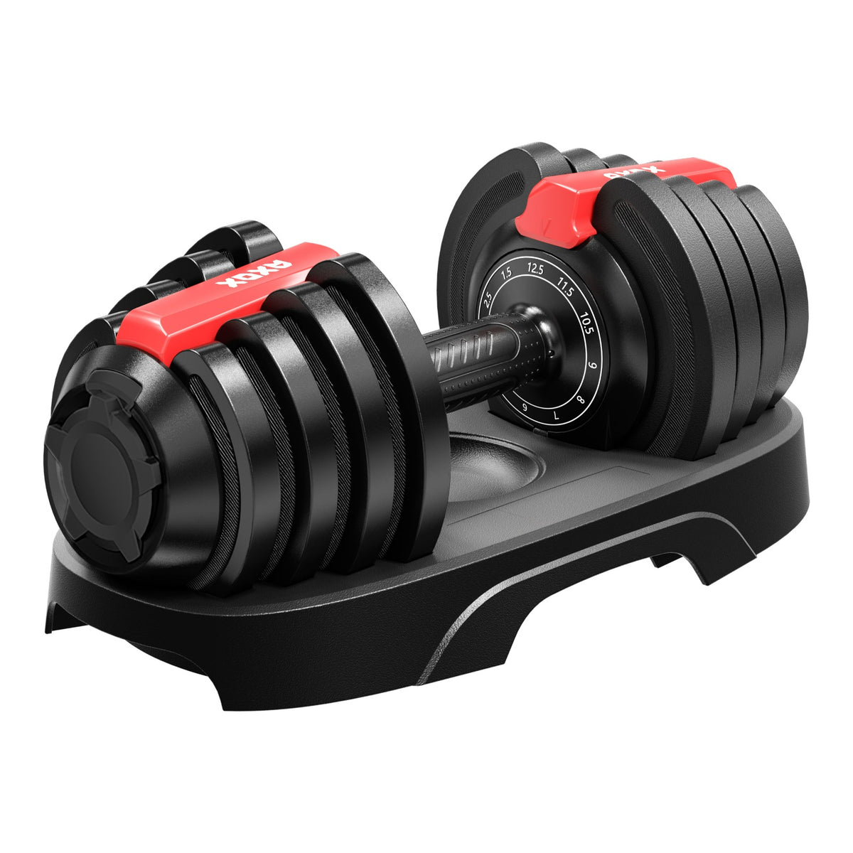 Axox Fitness Adjustable - Quick-Select Dumbbell with Storage Tray | Single Piece